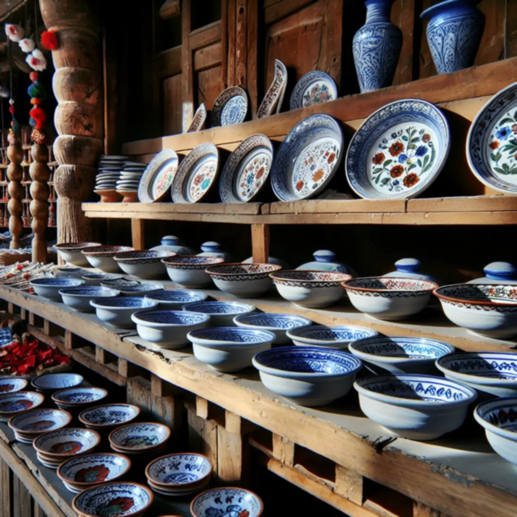 Ręcznie malowana ceramika na straganie