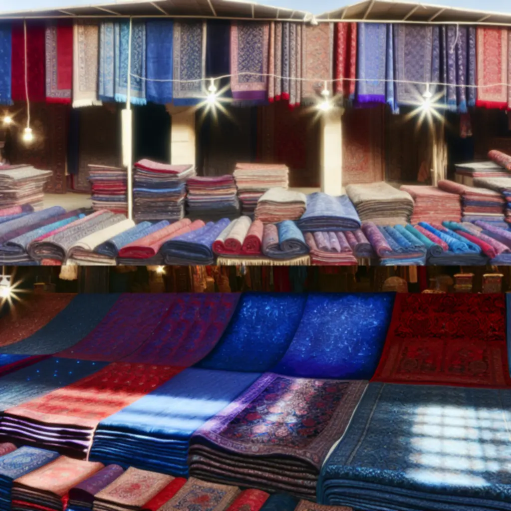 Zwoje wzorzystych tkanin w szafirach i czerwieniach