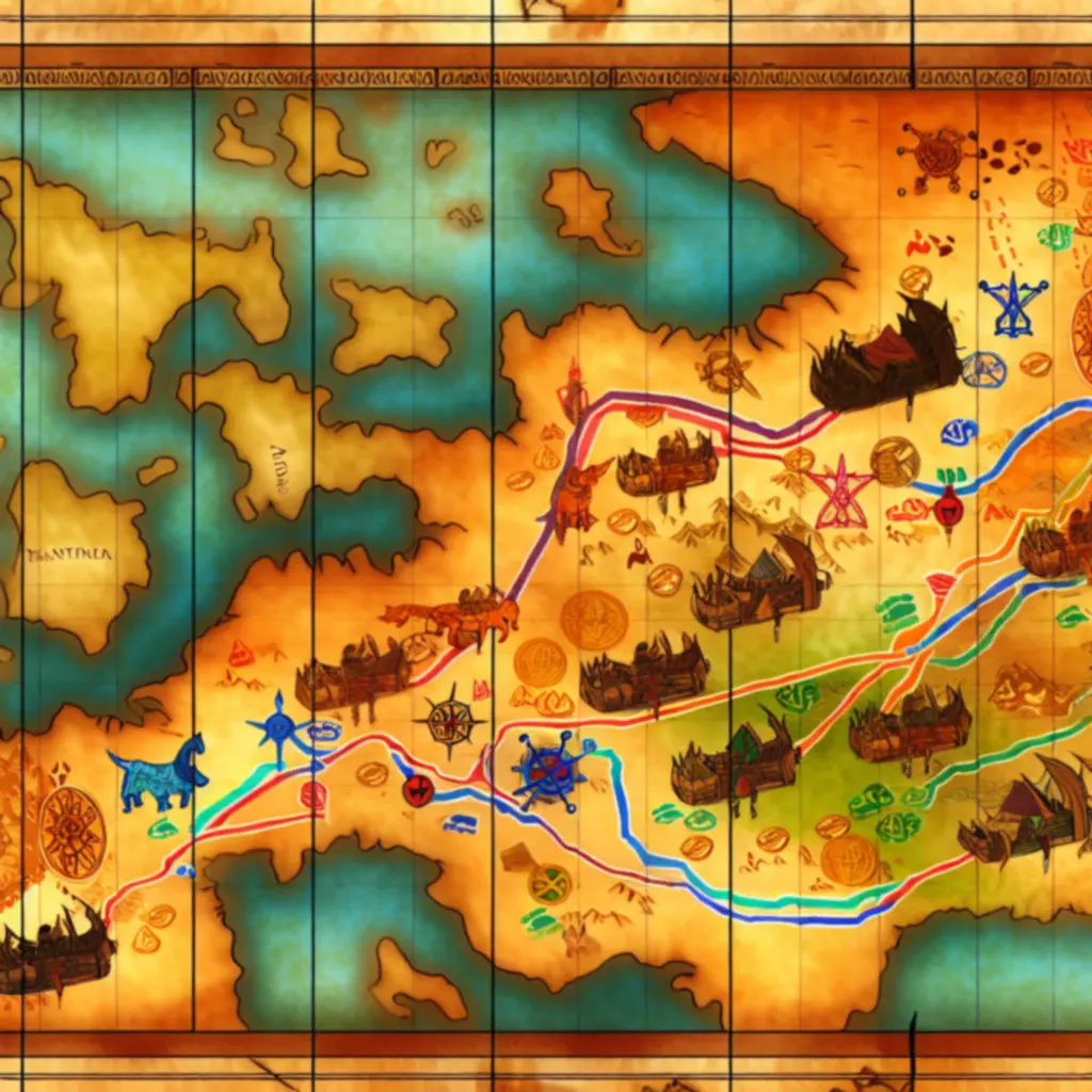 Mapa segmentów rynku pokazująca główne szlaki i węzły handlowe